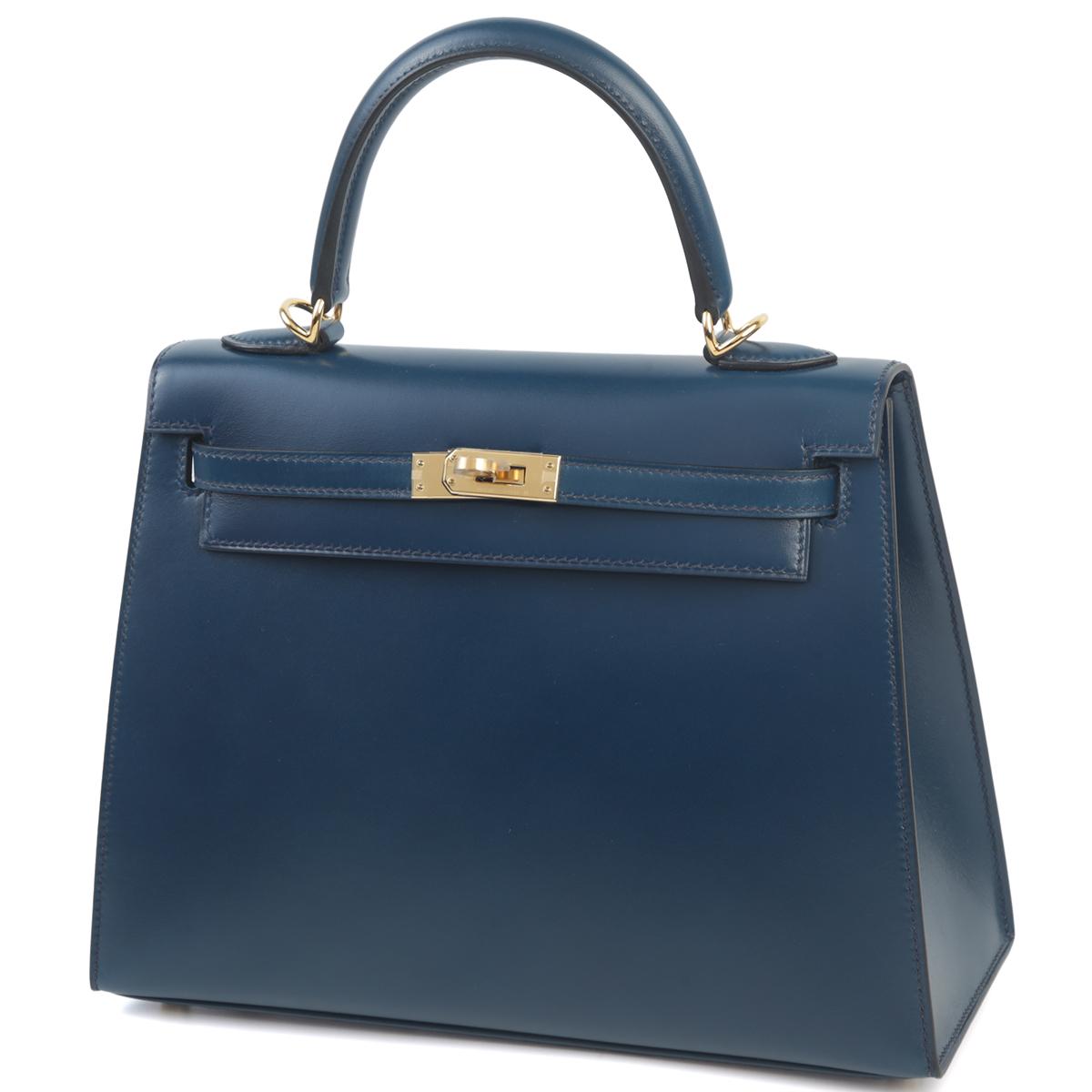 Unused ( Rank NS ) HERMÈS Kelly 25 Sellier Bleu Saphir (73) Box-calf Gold hardware D (2019) - 2