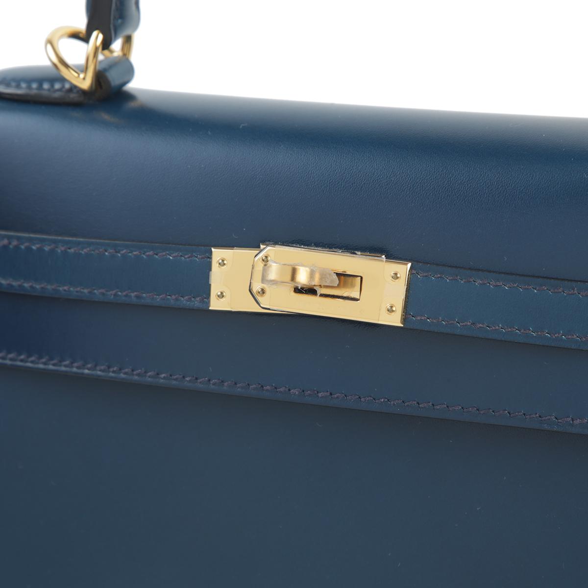 Unused ( Rank NS ) HERMÈS Kelly 25 Sellier Bleu Saphir (73) Box-calf Gold hardware D (2019) - 12