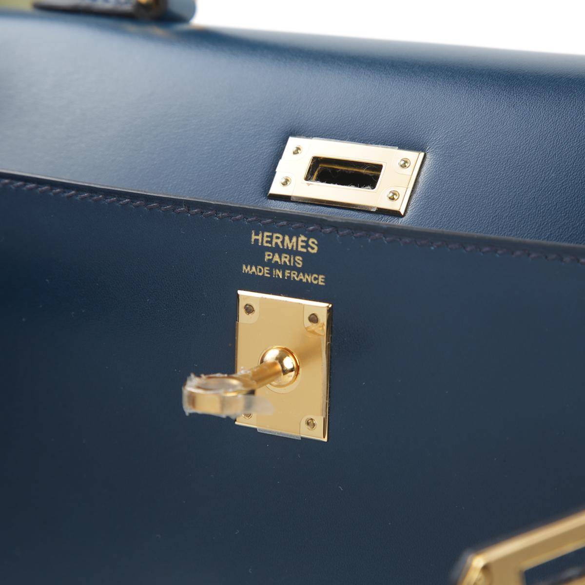 Unused ( Rank NS ) HERMÈS Kelly 25 Sellier Bleu Saphir (73) Box-calf Gold hardware D (2019) - 13