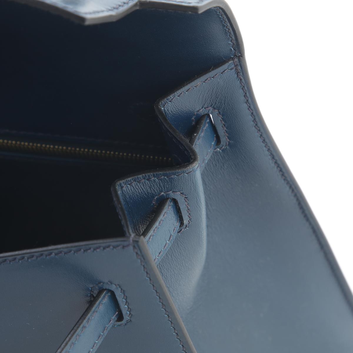 Unused ( Rank NS ) HERMÈS Kelly 25 Sellier Bleu Saphir (73) Box-calf Gold hardware D (2019) - 15