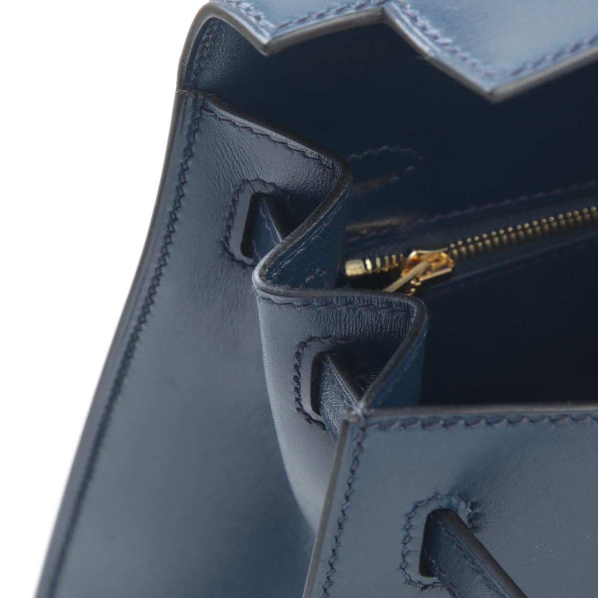 Unused ( Rank NS ) HERMÈS Kelly 25 Sellier Bleu Saphir (73) Box-calf Gold hardware D (2019) - 16