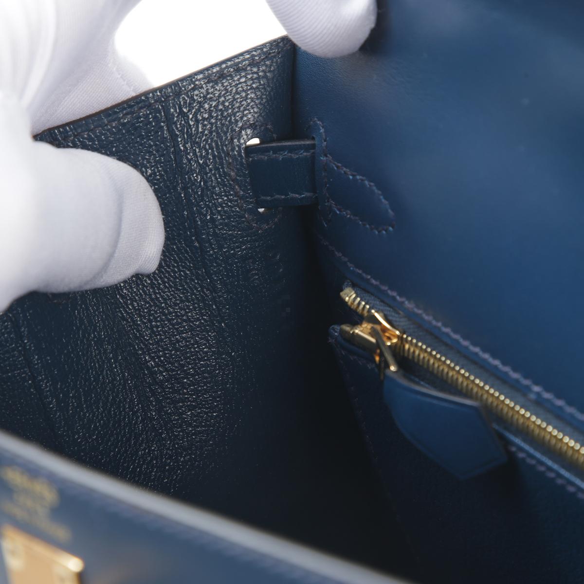 Unused ( Rank NS ) HERMÈS Kelly 25 Sellier Bleu Saphir (73) Box-calf Gold hardware D (2019) - 17