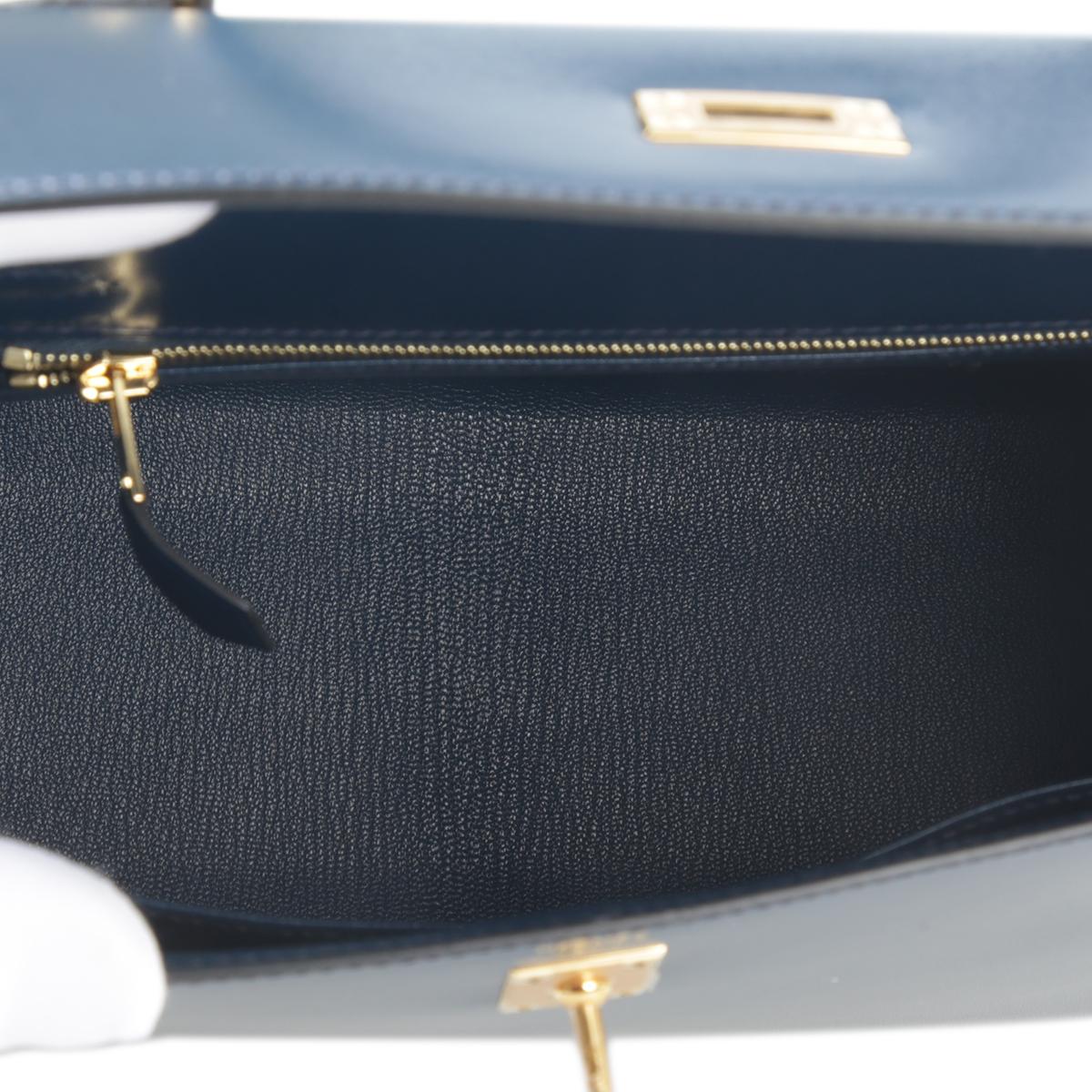 Unused ( Rank NS ) HERMÈS Kelly 25 Sellier Bleu Saphir (73) Box-calf Gold hardware D (2019) - 14