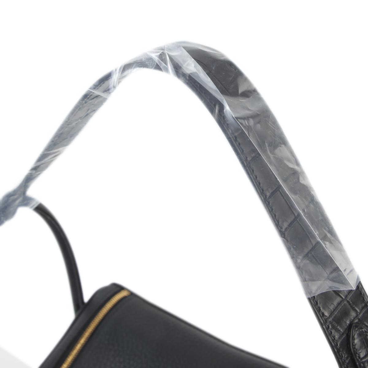 Unused ( Rank NS ) HERMÈS Lindy 26 Black (89) Niloticus Crocodile Clemence Gold hardware B (2023) - 6