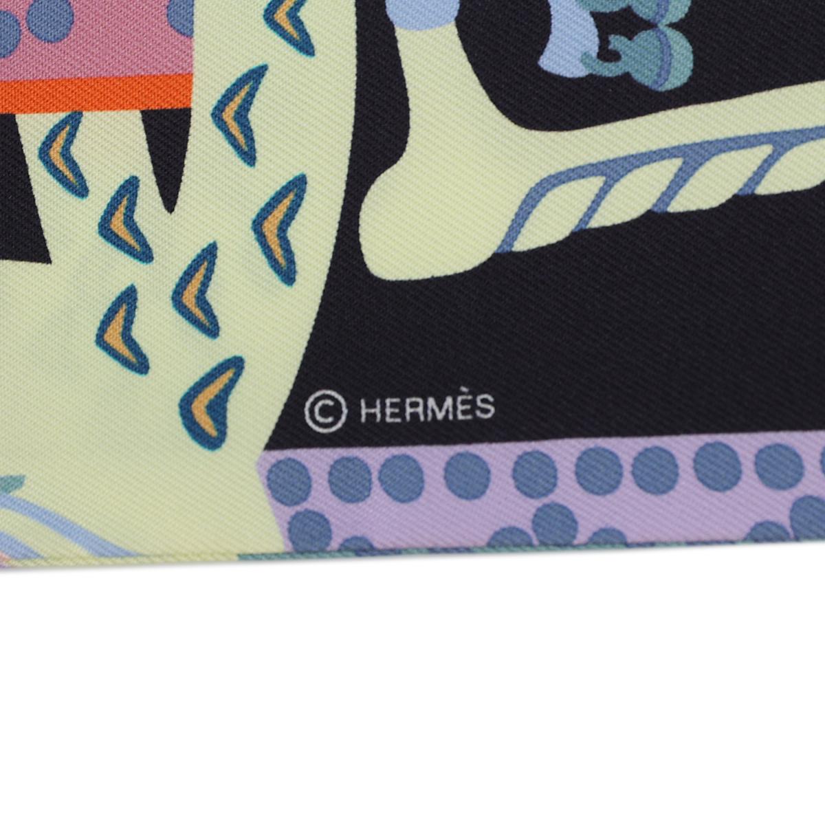 Unused ( Rank NS ) HERMÈS Twilly Fantasisie Purple Blue Silk - 6