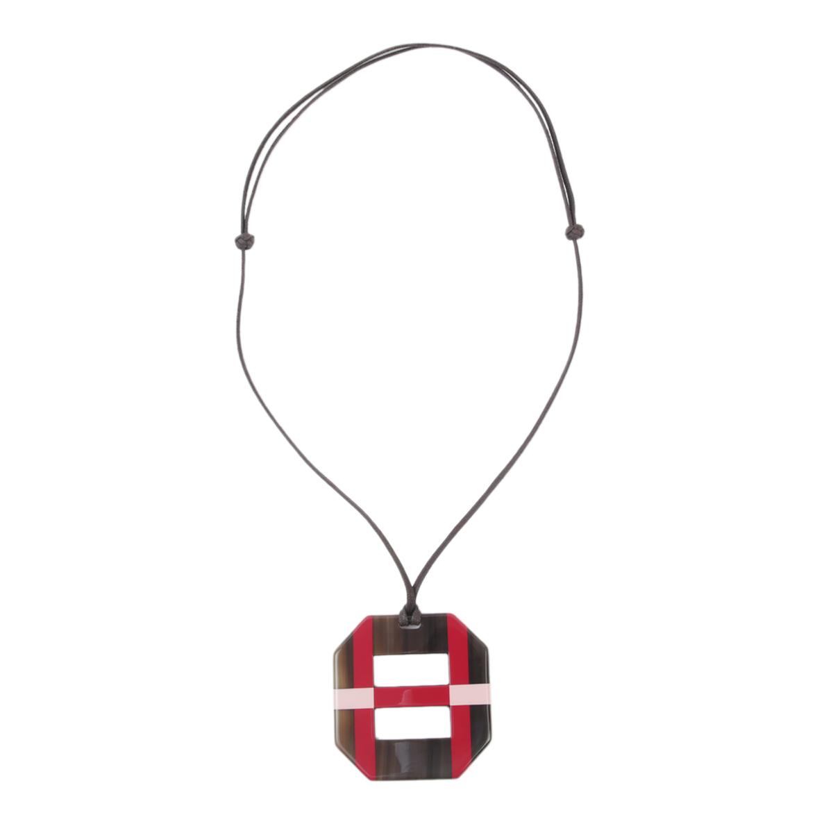 Very Good ( Rank A) HERMÈS Opus Octagonal pendent Red Pink  Buffalo Horn - 1