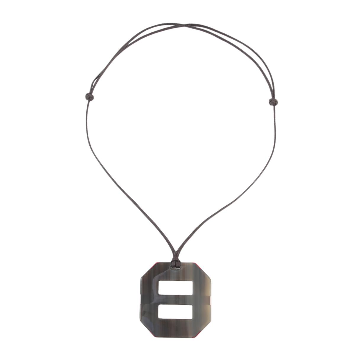 Very Good ( Rank A) HERMÈS Opus Octagonal pendent Red Pink  Buffalo Horn - 2