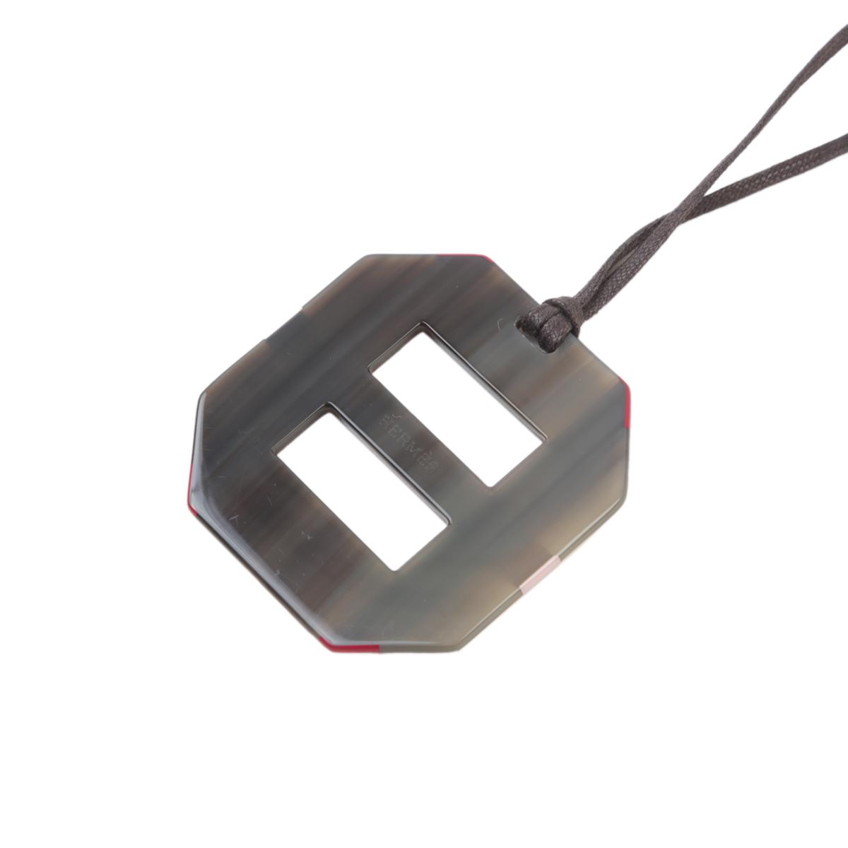 Very Good ( Rank A) HERMÈS Opus Octagonal pendent Red Pink  Buffalo Horn - 4