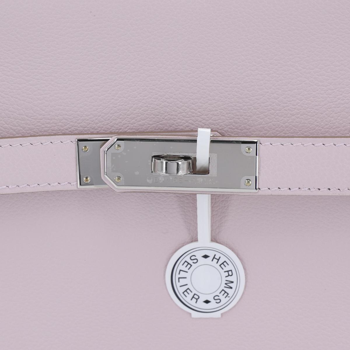 Brand New ( Rank N ) HERMÈS Jypsiere Mini Mauve Pale (09) Evercolor Palladium hardware B (2023) - 12
