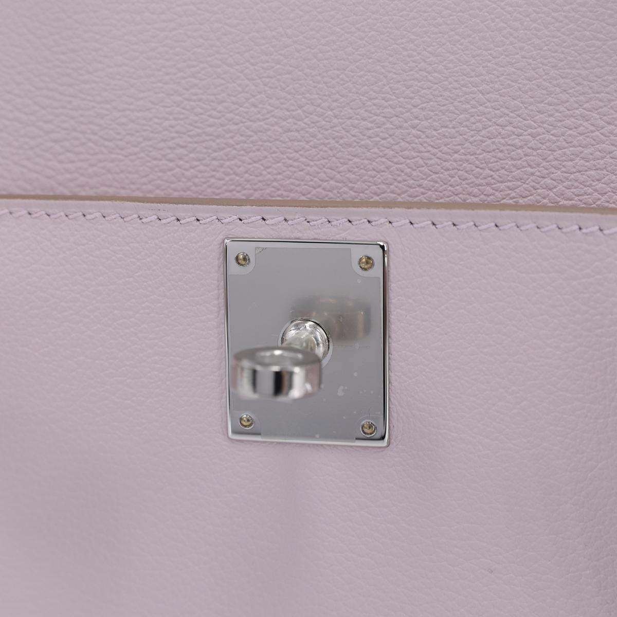 Brand New ( Rank N ) HERMÈS Jypsiere Mini Mauve Pale (09) Evercolor Palladium hardware B (2023) - 13