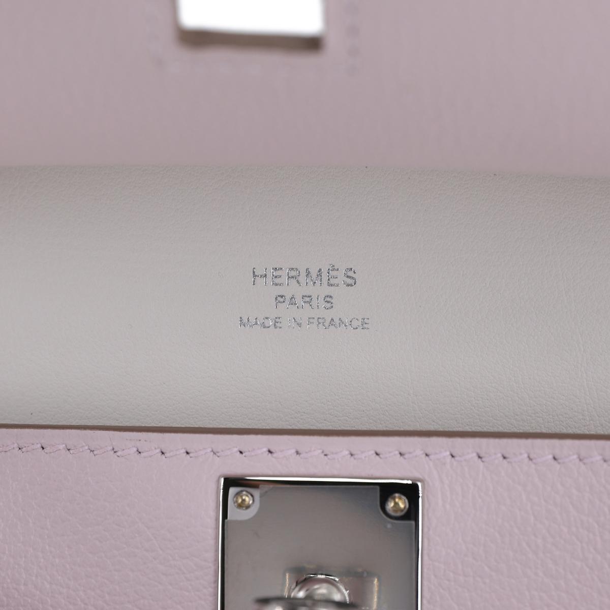 Brand New ( Rank N ) HERMÈS Jypsiere Mini Mauve Pale (09) Evercolor Palladium hardware B (2023) - 14