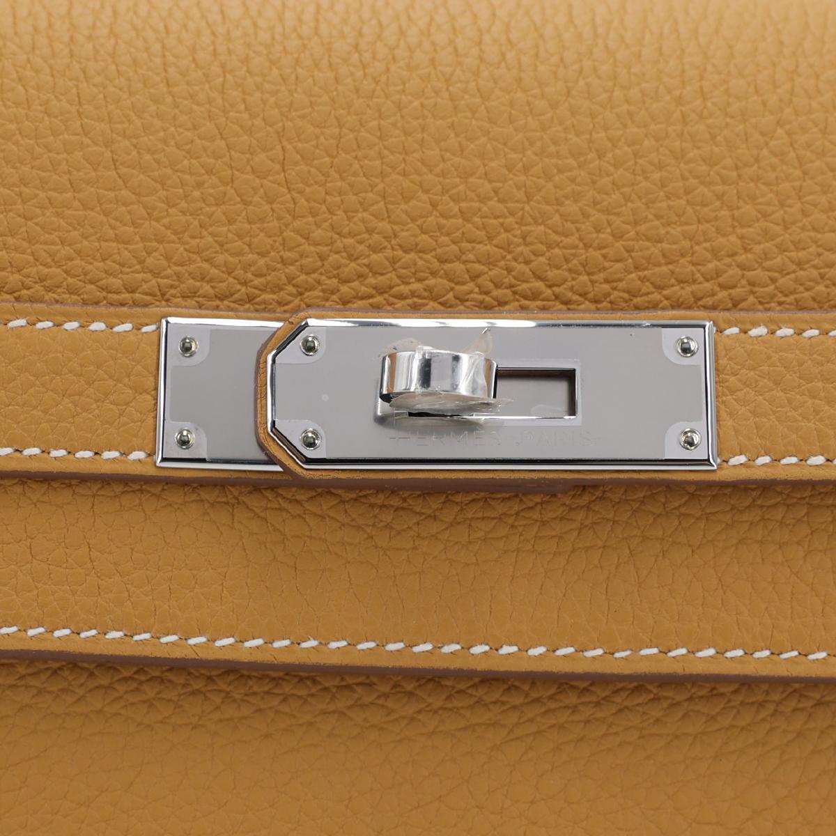 Brand New ( Rank N ) HERMÈS Kelly depeches 25 Natural Sable (21) Togo Palladium hardware B (2023) - 15