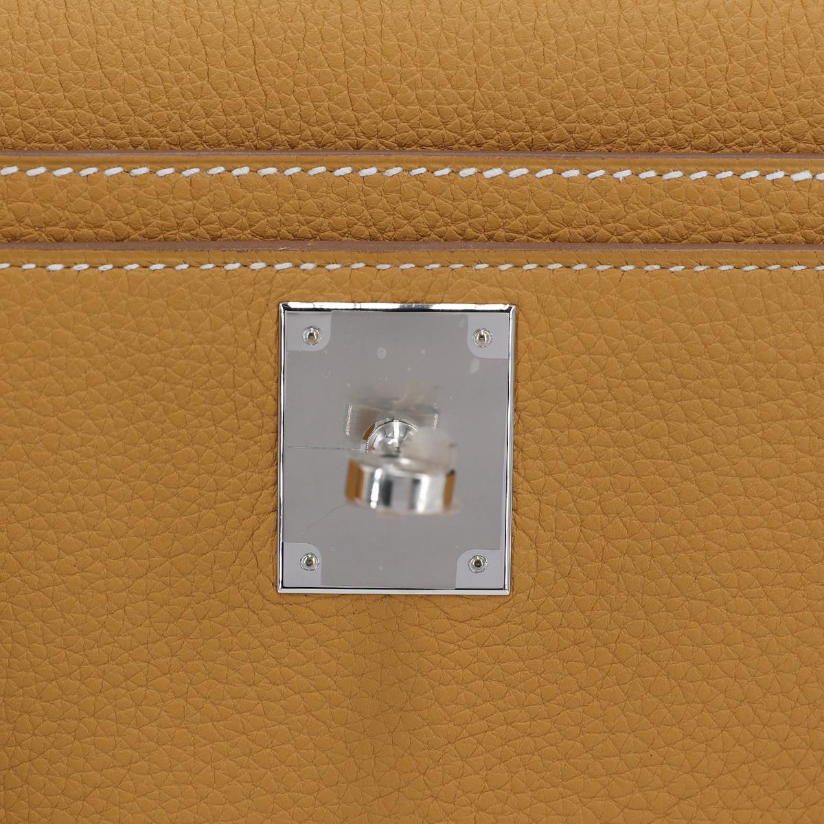 Brand New ( Rank N ) HERMÈS Kelly depeches 25 Natural Sable (21) Togo Palladium hardware B (2023) - 16