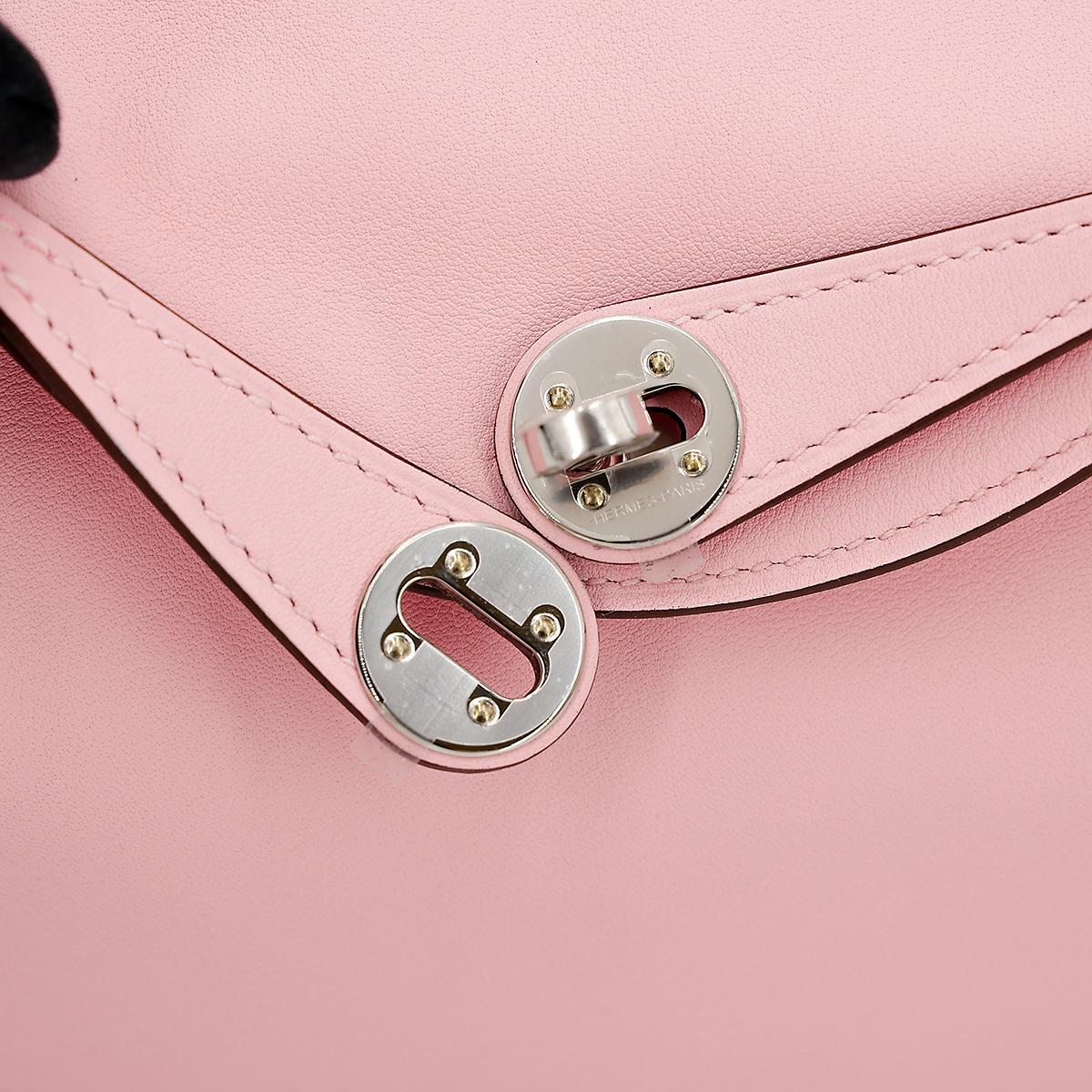 Unused ( Rank NS ) HERMÈS Mini Lindy Rose Sakura (3Q) Swift Palladium hardware U (2022) - 13