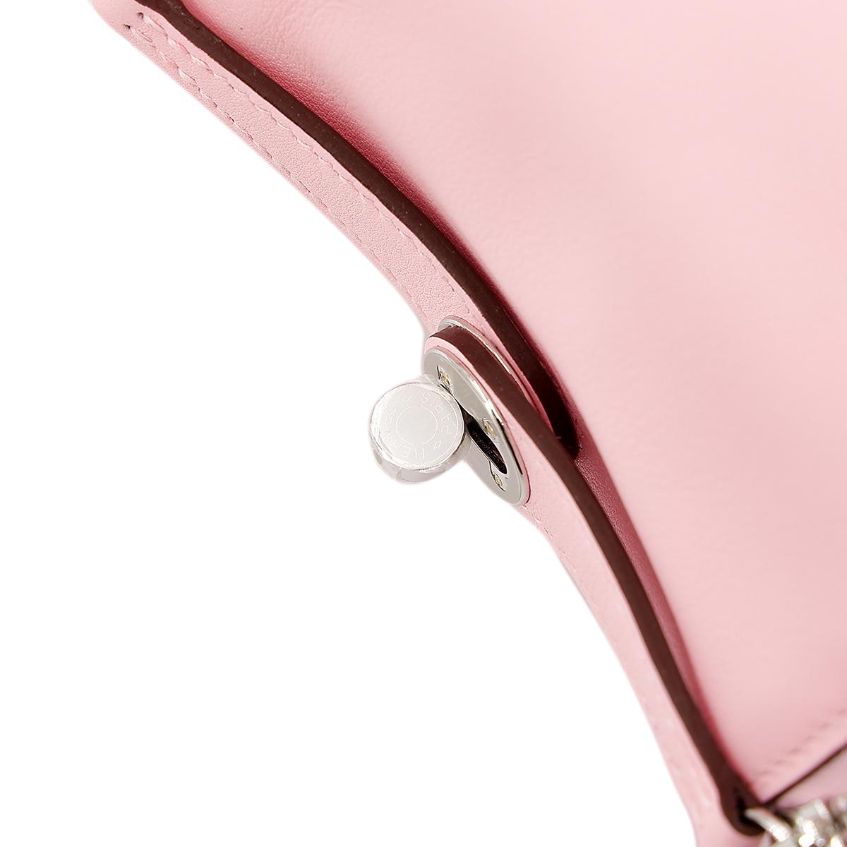 Unused ( Rank NS ) HERMÈS Mini Lindy Rose Sakura (3Q) Swift Palladium hardware U (2022) - 12