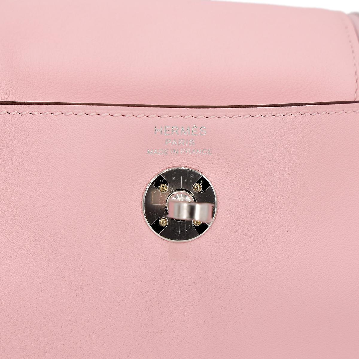 Unused ( Rank NS ) HERMÈS Mini Lindy Rose Sakura (3Q) Swift Palladium hardware U (2022) - 14