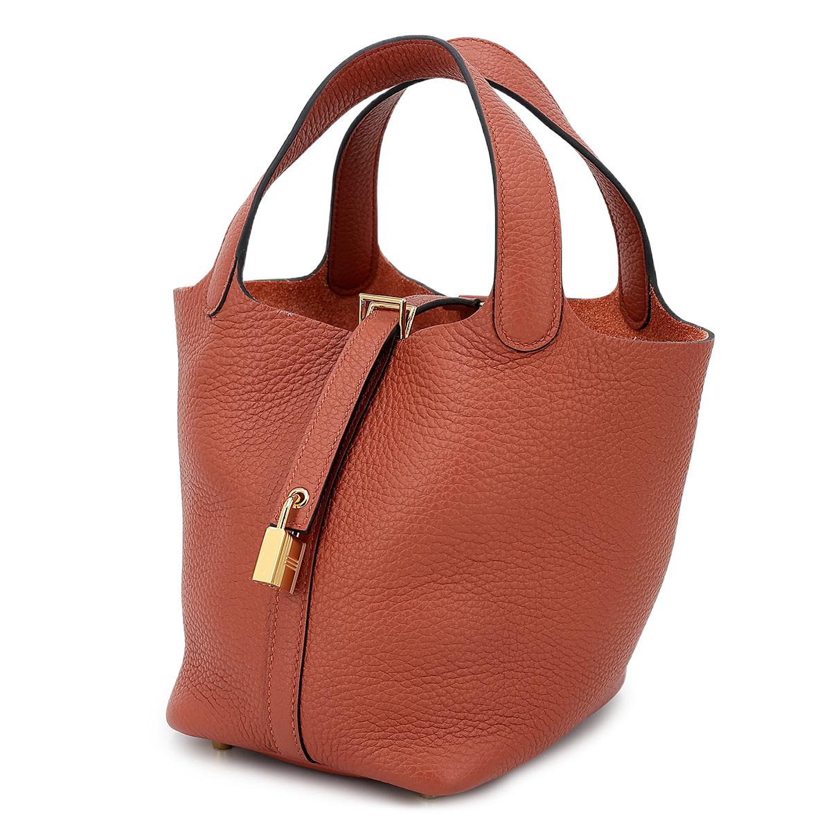 Brand New ( Rank N ) HERMÈS Picotin PM Cuivre (6C) Clemence Gold hardware U (2022) - 3