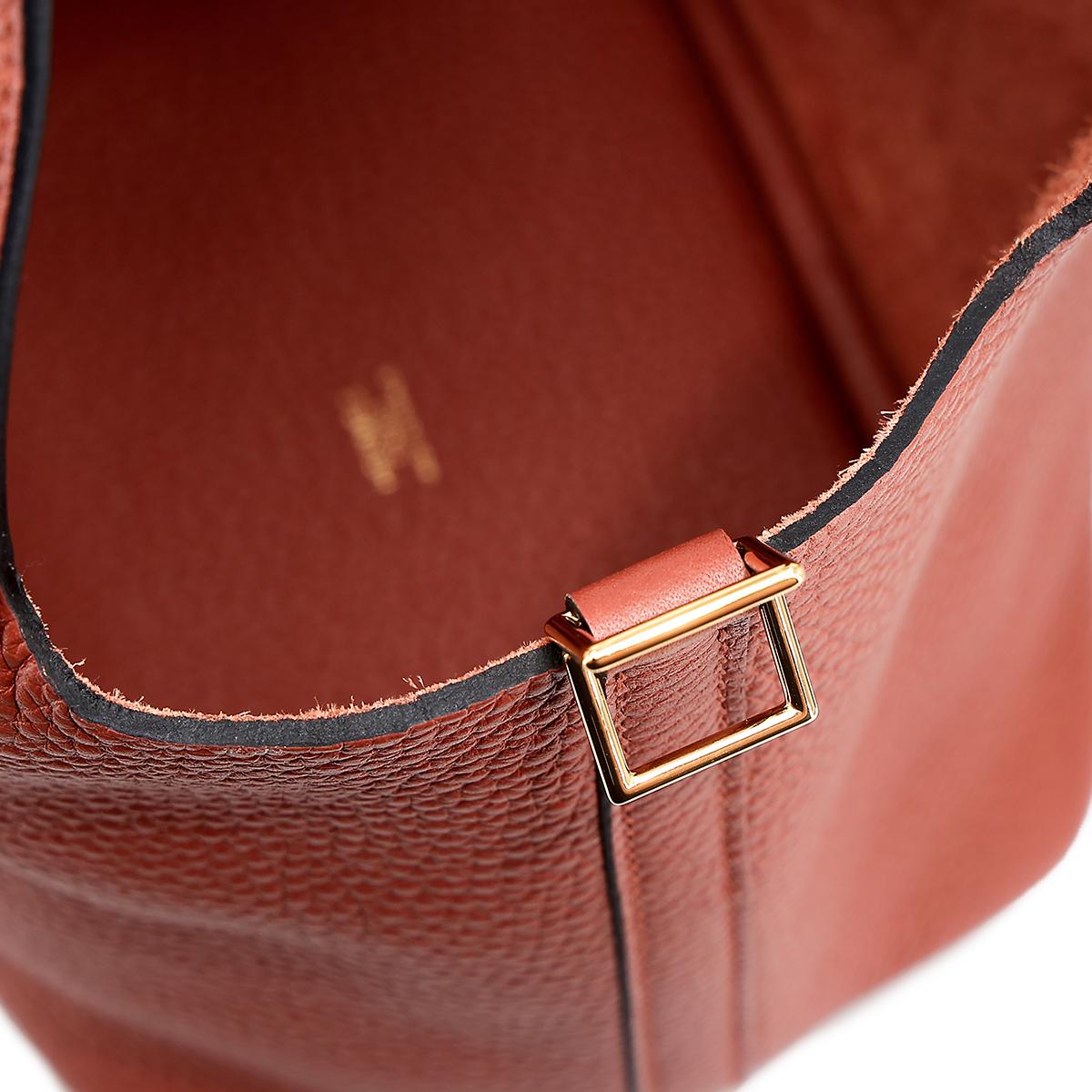 Brand New ( Rank N ) HERMÈS Picotin PM Cuivre (6C) Clemence Gold hardware U (2022) - 15
