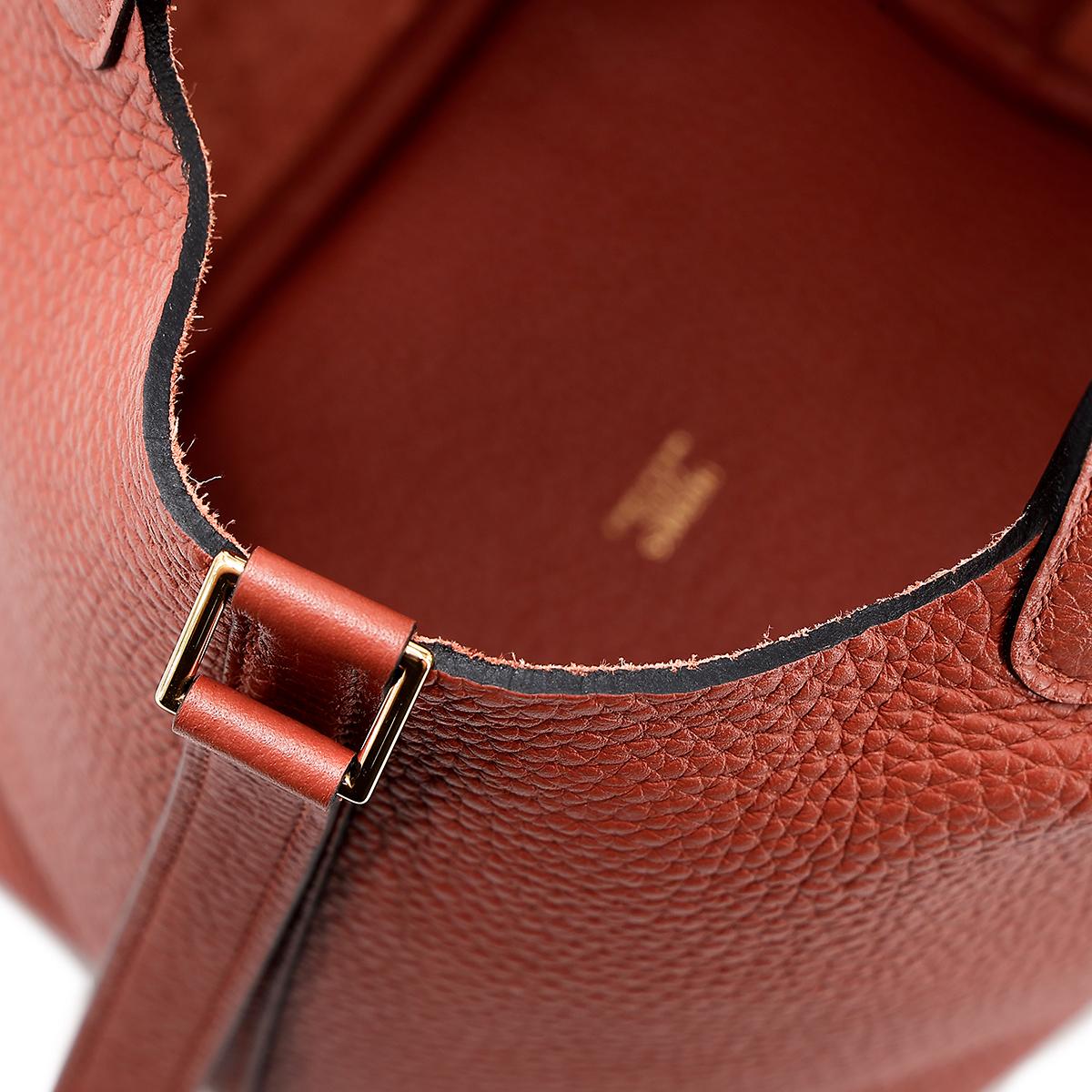 Brand New ( Rank N ) HERMÈS Picotin PM Cuivre (6C) Clemence Gold hardware U (2022) - 14