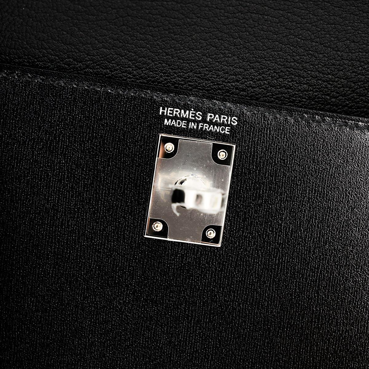 Brand New ( Rank N ) HERMÈS Limited Edition Kelly 20 en Desordre Black (89) Box-calf Palladium hardware W (2024) - 16