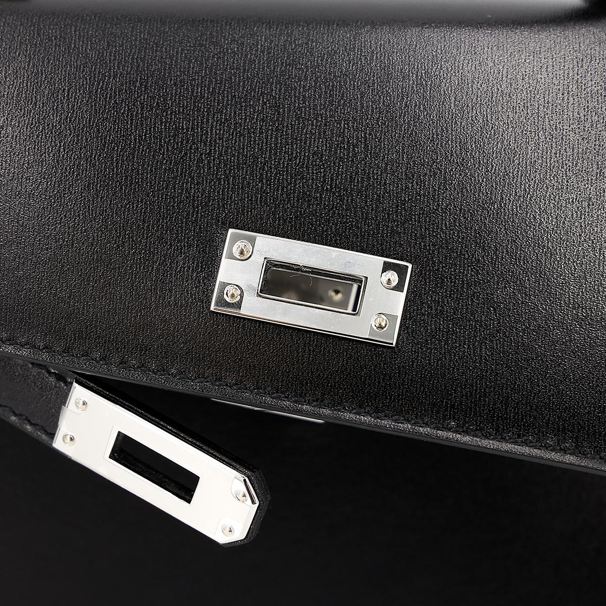 Brand New ( Rank N ) HERMÈS Limited Edition Kelly 20 en Desordre Black (89) Box-calf Palladium hardware W (2024) - 17