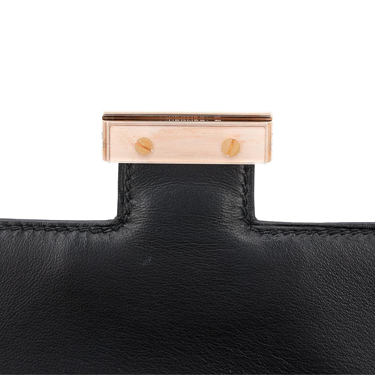 ランク SA HERMÈS エルメス コンスタンス3 ミニ ブラック クロコダイル アリゲーター ピンクゴールド金具 C刻印 - 15
