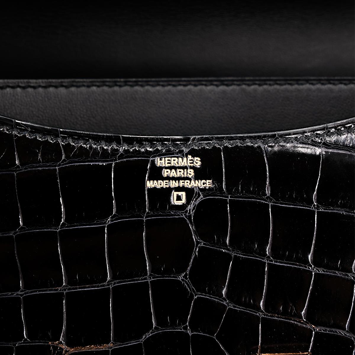 ランク SA HERMÈS エルメス コンスタンス3 ミニ ブラック クロコダイル アリゲーター ピンクゴールド金具 C刻印 - 17