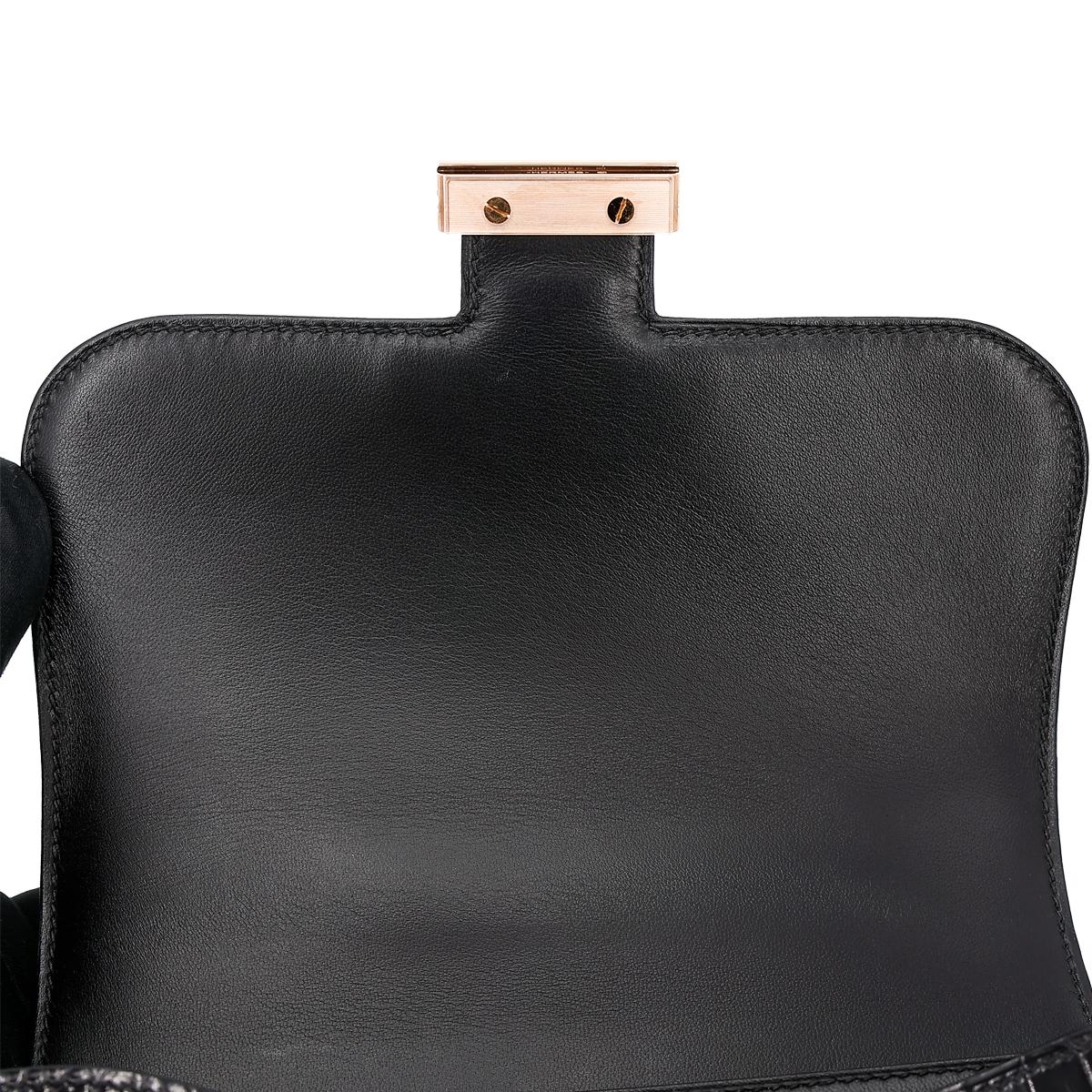ランク SA HERMÈS エルメス コンスタンス3 ミニ ブラック クロコダイル アリゲーター ピンクゴールド金具 C刻印 - 16