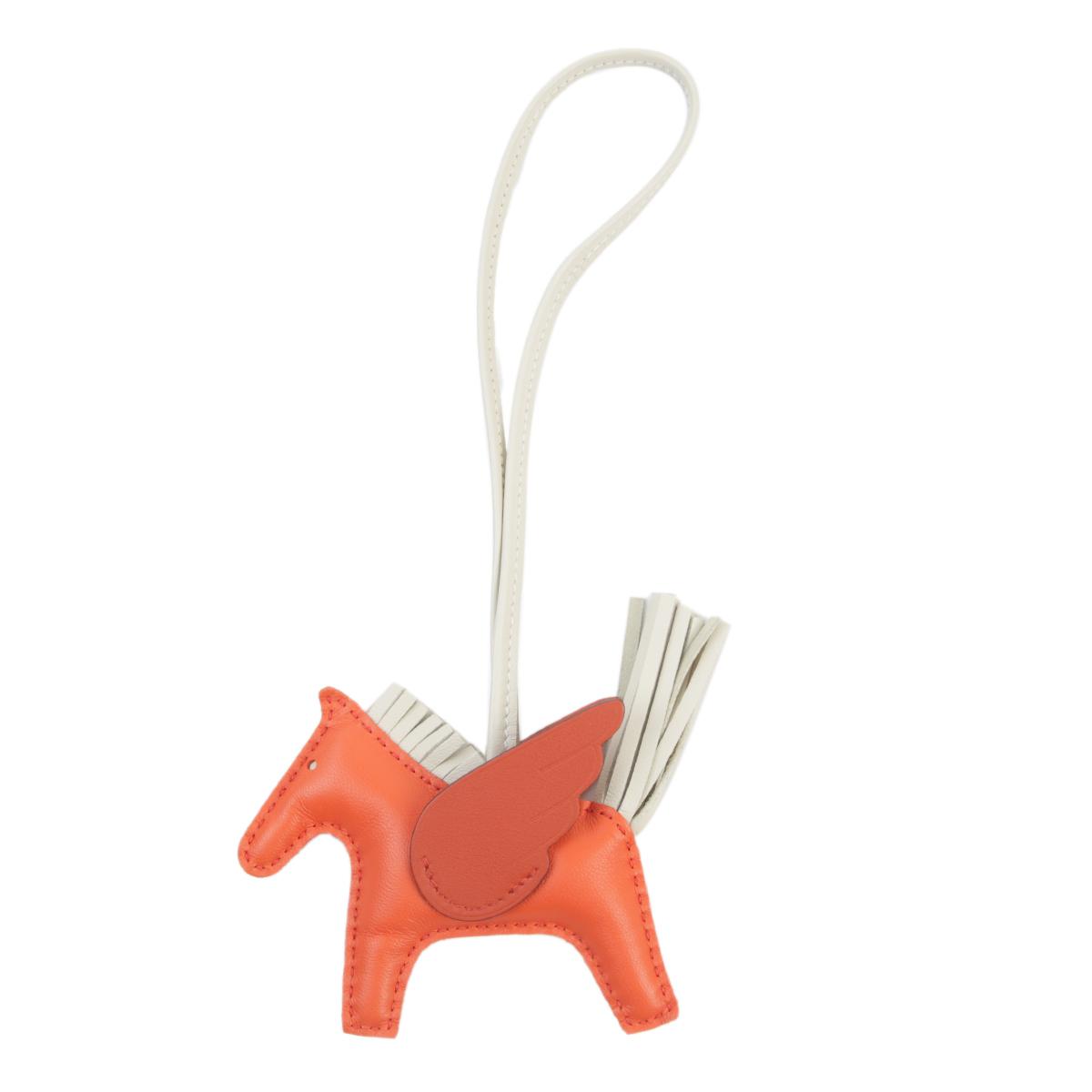 Unused ( Rank NS ) HERMÈS Rodeo Pegase PM Orange Poppy (8V) Craie (10) Terre (4D) Agneau Z (2021) - 1