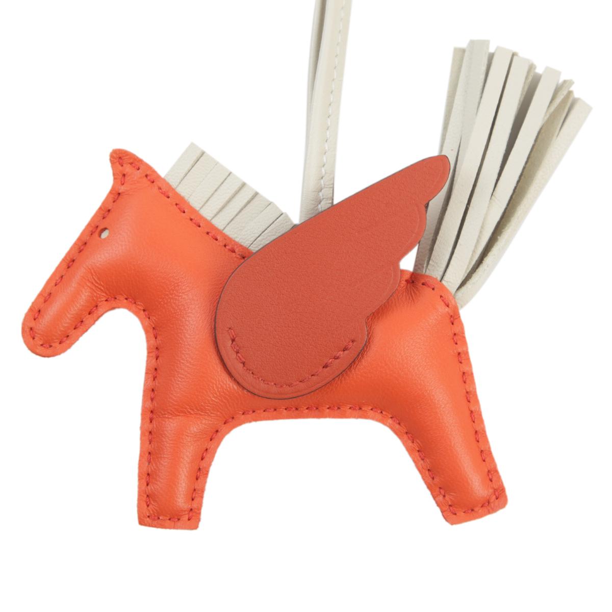 Unused ( Rank NS ) HERMÈS Rodeo Pegase PM Orange Poppy (8V) Craie (10) Terre (4D) Agneau Z (2021) - 3