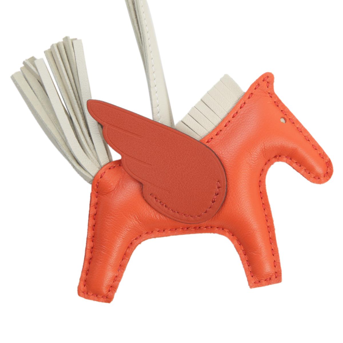 Unused ( Rank NS ) HERMÈS Rodeo Pegase PM Orange Poppy (8V) Craie (10) Terre (4D) Agneau Z (2021) - 4
