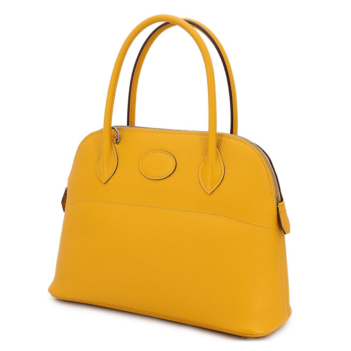 Very Good ( Rank A) HERMÈS Bolide 27 Jaune Ambre (9D) Epsom Palladium hardware C (2018) - 2