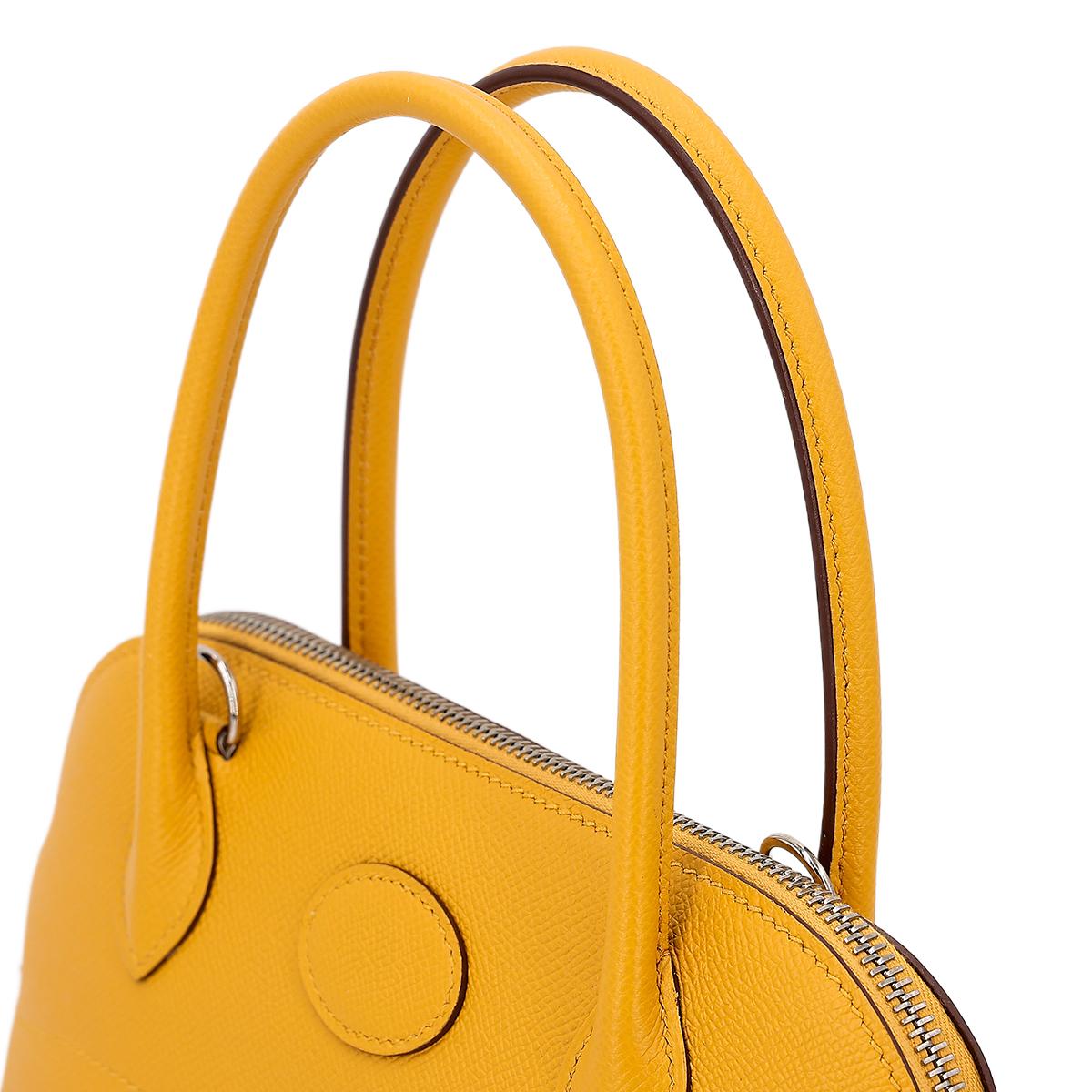 Very Good ( Rank A) HERMÈS Bolide 27 Jaune Ambre (9D) Epsom Palladium hardware C (2018) - 6