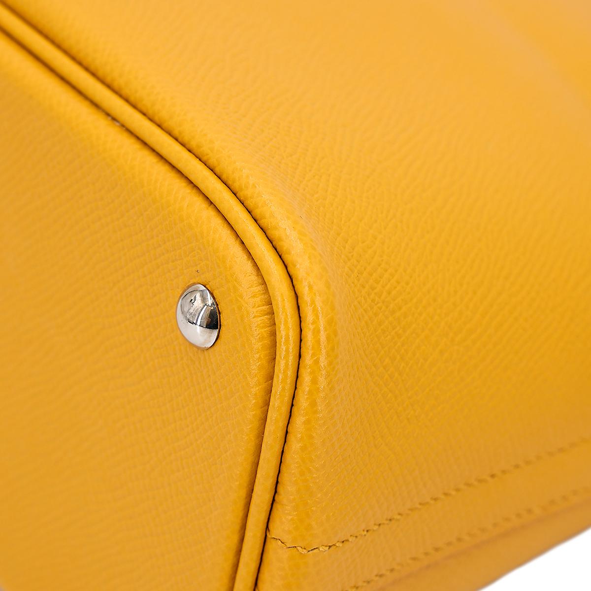 Very Good ( Rank A) HERMÈS Bolide 27 Jaune Ambre (9D) Epsom Palladium hardware C (2018) - 8