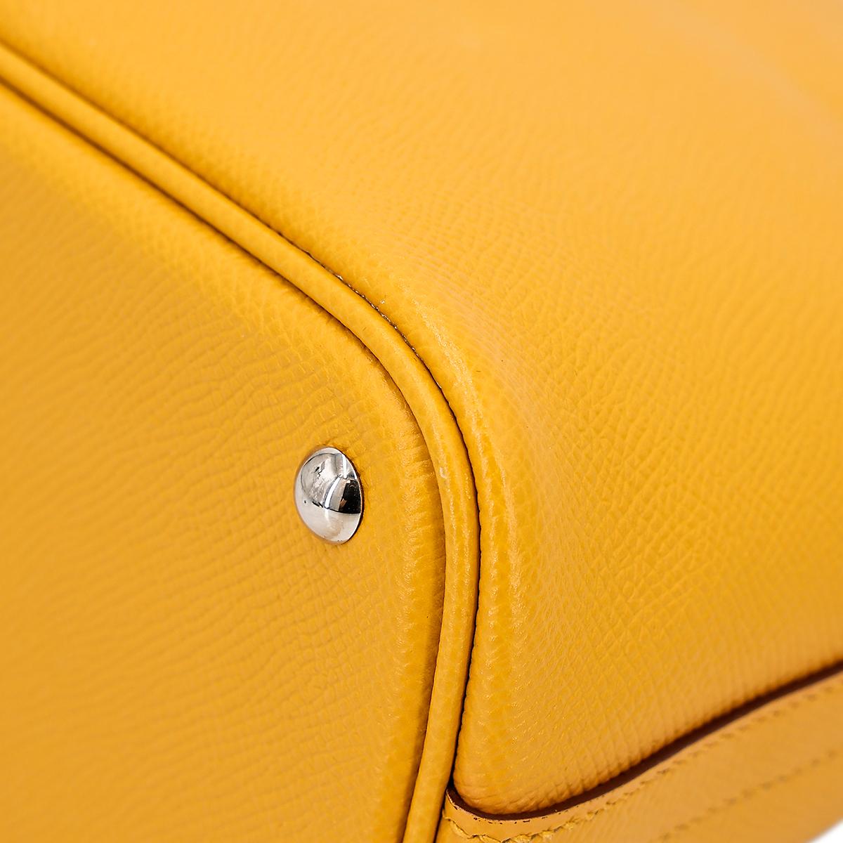 Very Good ( Rank A) HERMÈS Bolide 27 Jaune Ambre (9D) Epsom Palladium hardware C (2018) - 10