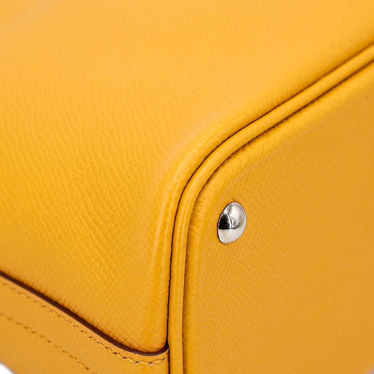 Very Good ( Rank A) HERMÈS Bolide 27 Jaune Ambre (9D) Epsom Palladium hardware C (2018) - 11