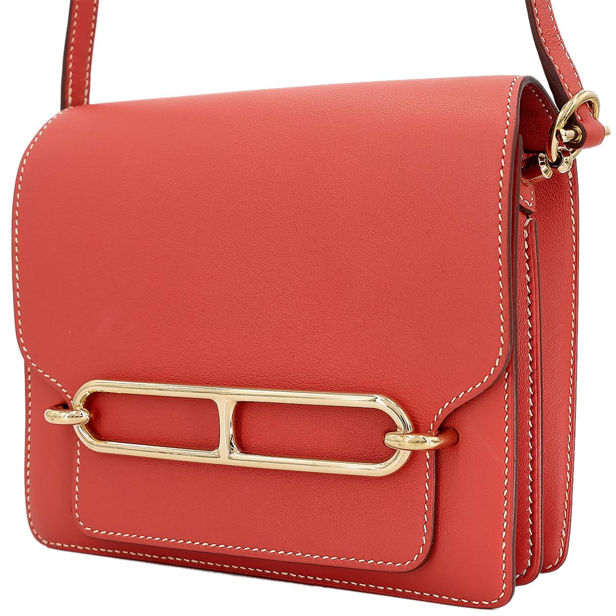 Very Good ( Rank A) HERMÈS Roulis Mini Sanguine (9M) Swift Permabrass hardware Z (2021) - 2