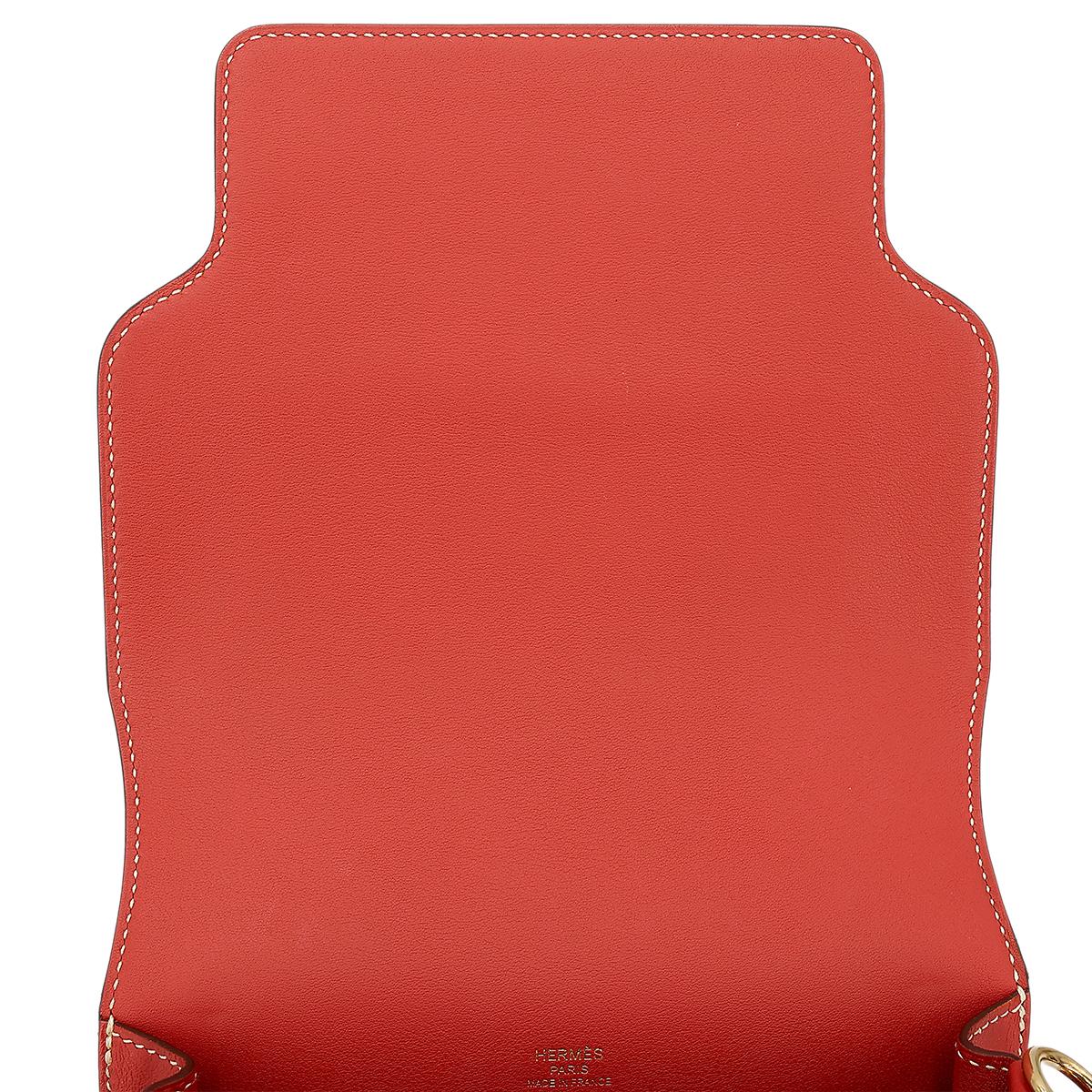 Very Good ( Rank A) HERMÈS Roulis Mini Sanguine (9M) Swift Permabrass hardware Z (2021) - 16