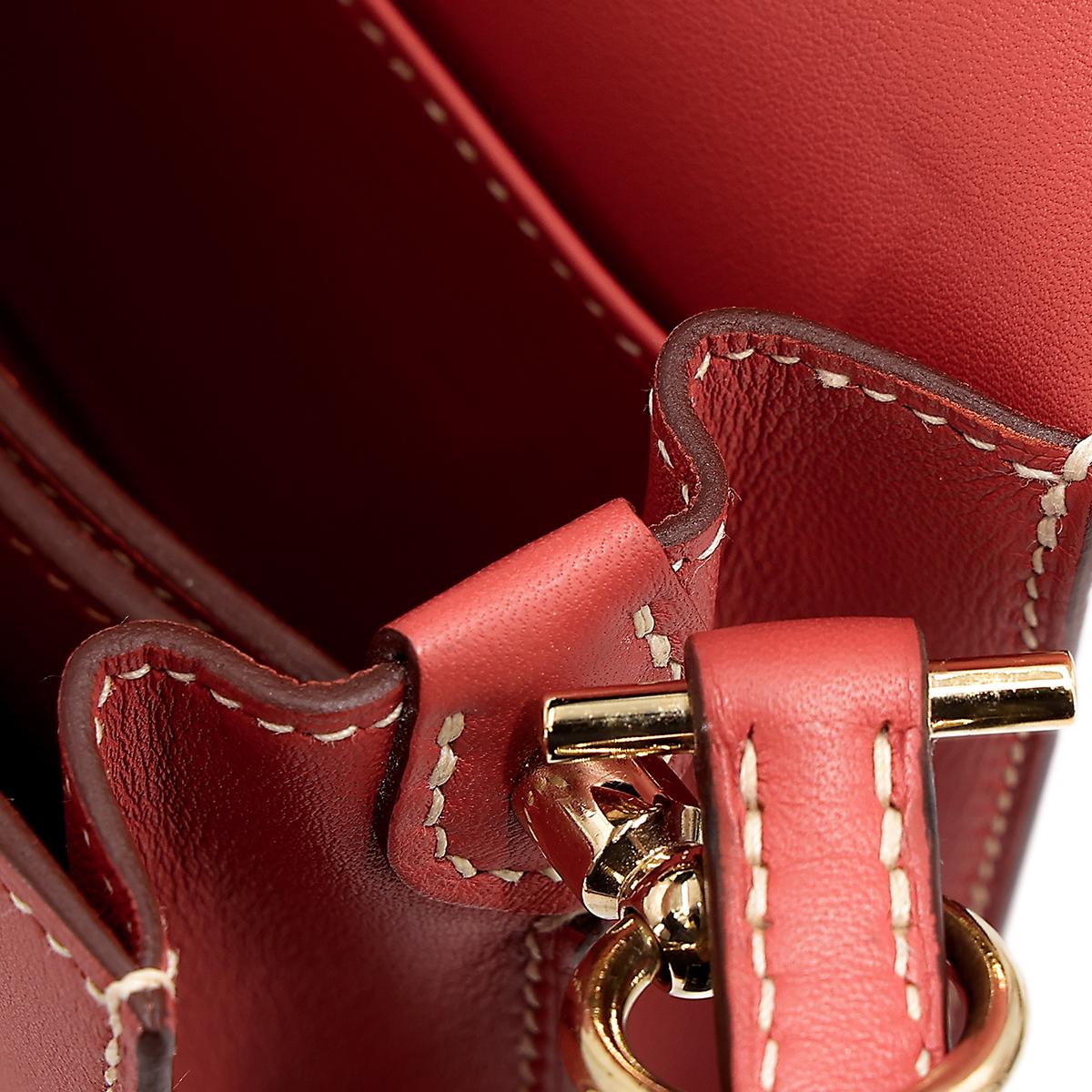 Very Good ( Rank A) HERMÈS Roulis Mini Sanguine (9M) Swift Permabrass hardware Z (2021) - 25