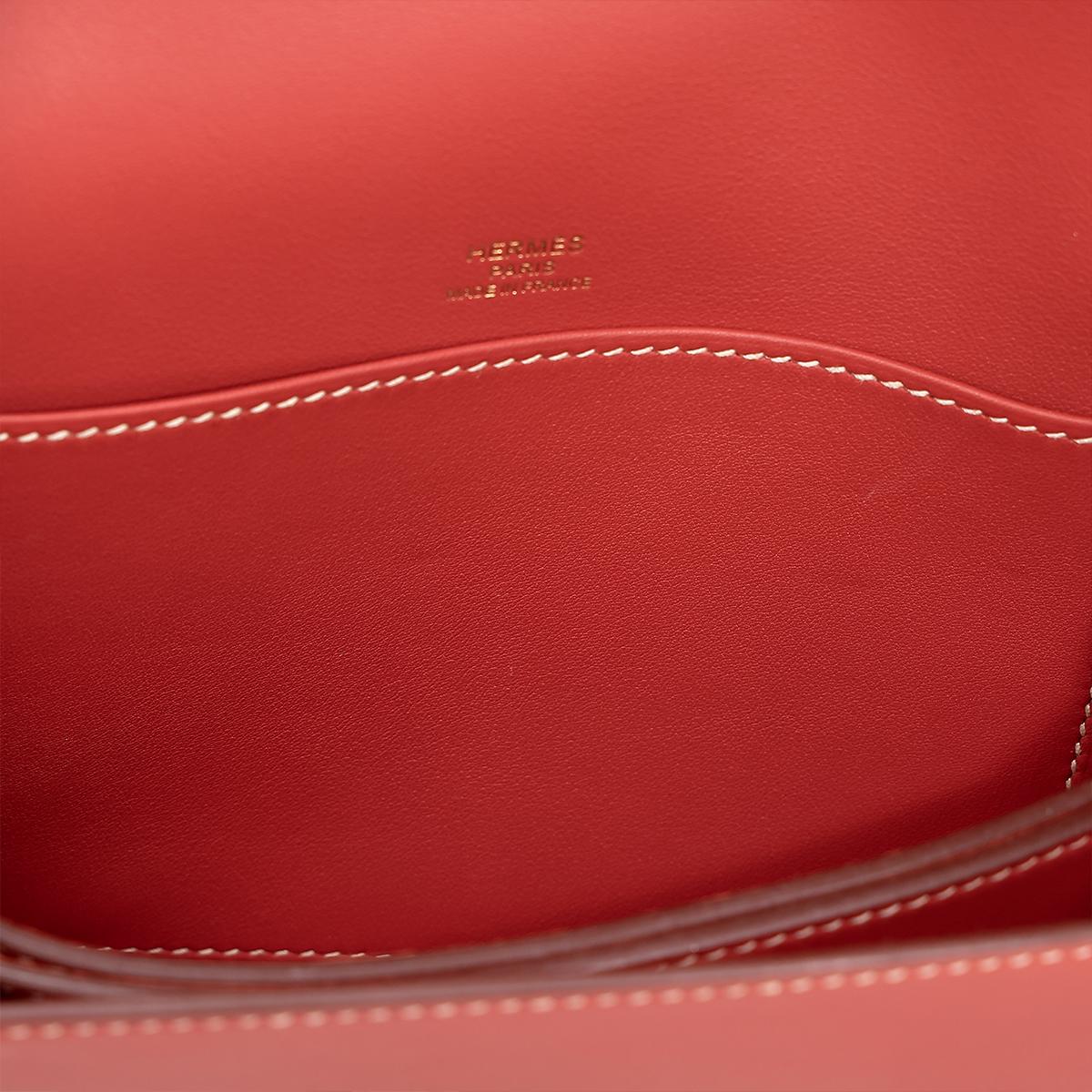 Very Good ( Rank A) HERMÈS Roulis Mini Sanguine (9M) Swift Permabrass hardware Z (2021) - 18