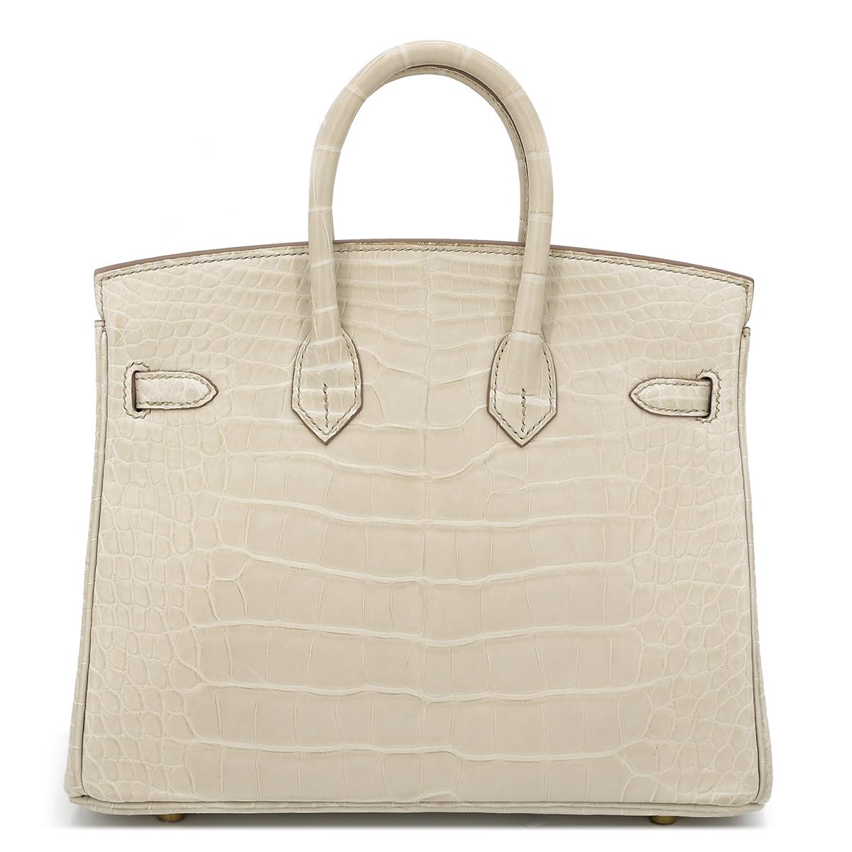 Brand New ( Rank N ) HERMÈS Birkin 25 Beton (8L) Matte Alligator Gold hardware U (2022) - 3