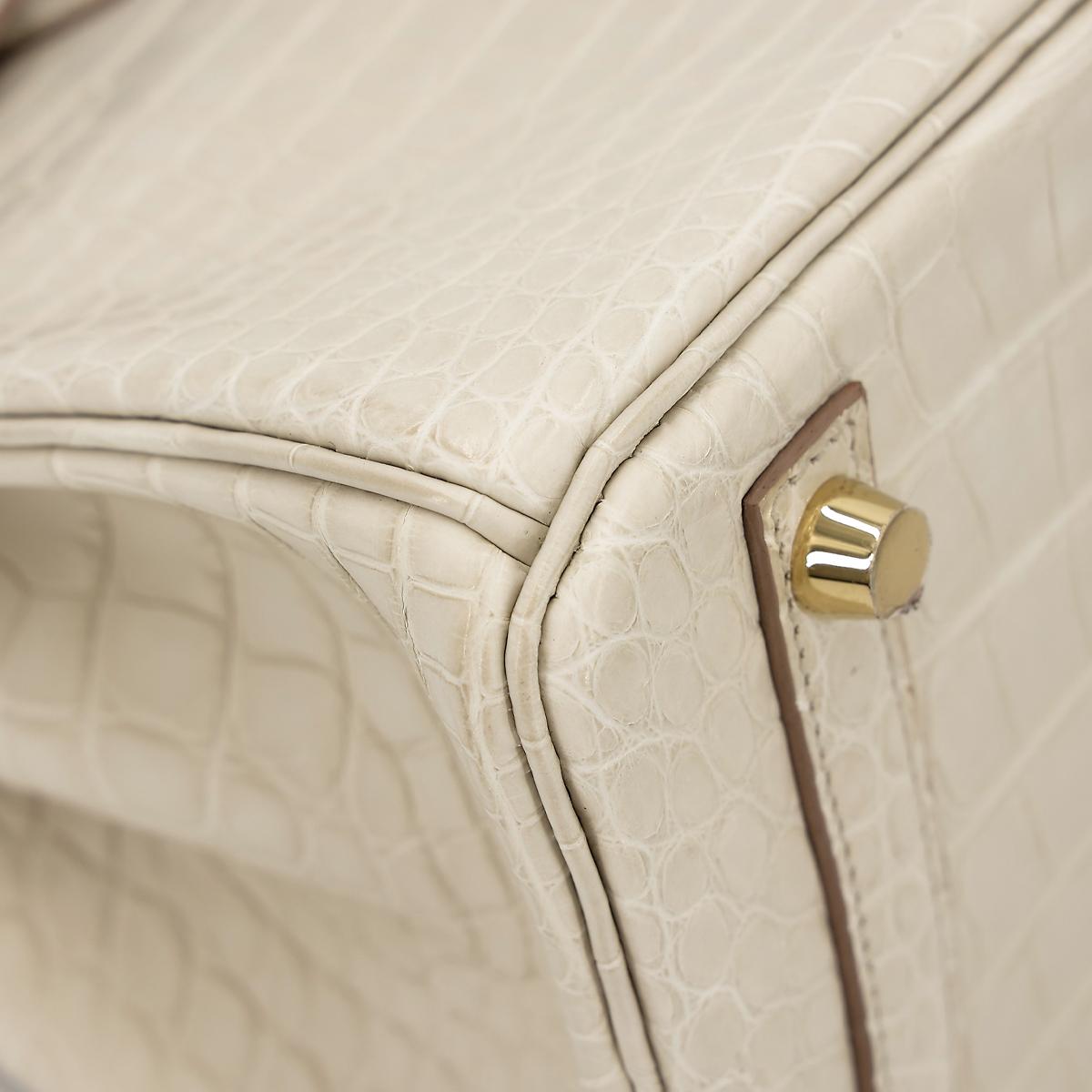 Brand New ( Rank N ) HERMÈS Birkin 25 Beton (8L) Matte Alligator Gold hardware U (2022) - 9