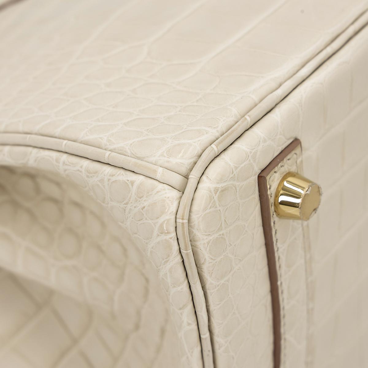 Brand New ( Rank N ) HERMÈS Birkin 25 Beton (8L) Matte Alligator Gold hardware U (2022) - 11