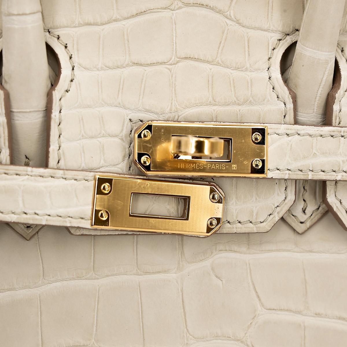 Brand New ( Rank N ) HERMÈS Birkin 25 Beton (8L) Matte Alligator Gold hardware U (2022) - 14