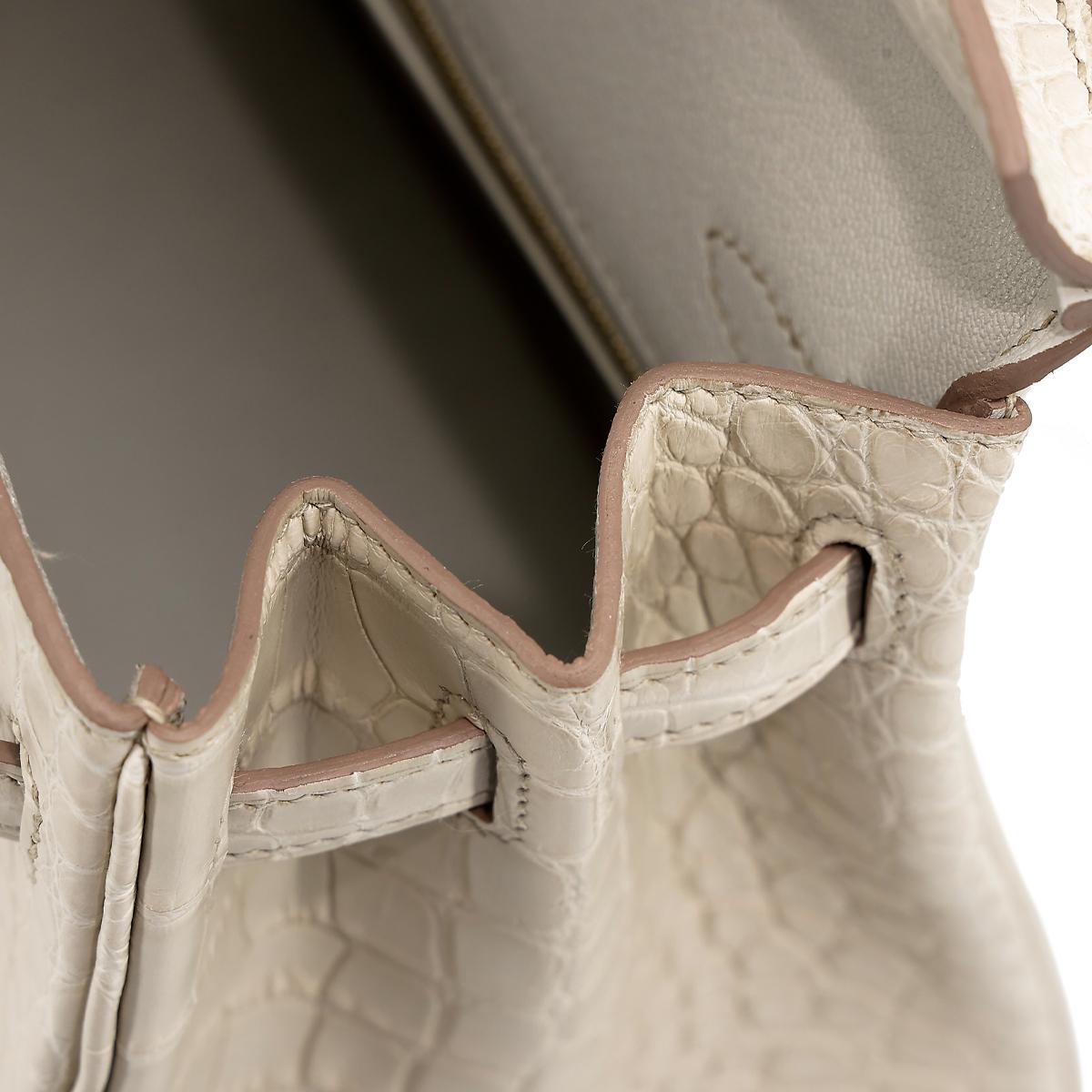 Brand New ( Rank N ) HERMÈS Birkin 25 Beton (8L) Matte Alligator Gold hardware U (2022) - 17