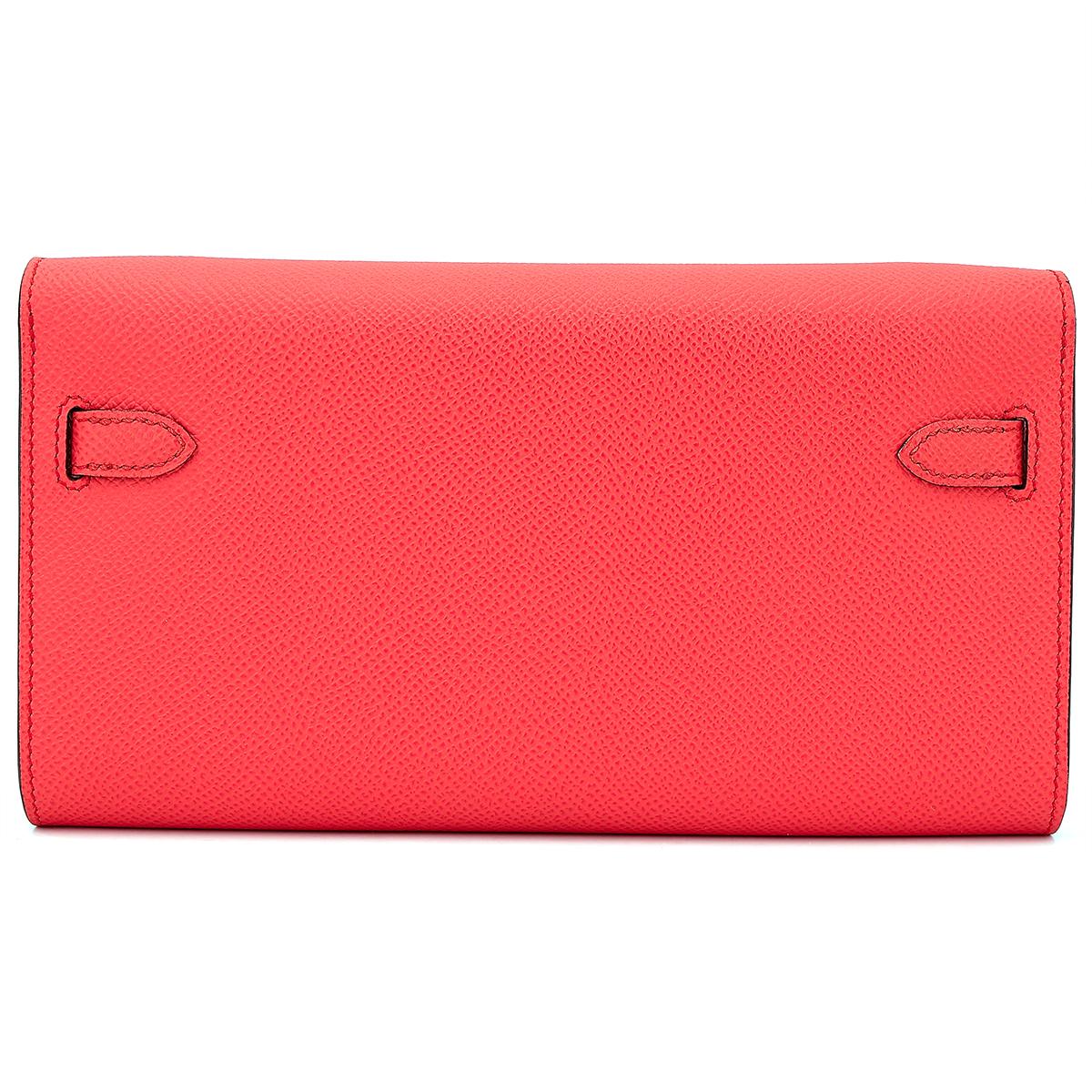 ランク A HERMÈS エルメス ケリーウォレット ローズテキサス (0E) シルバー金具 U刻印 - 3