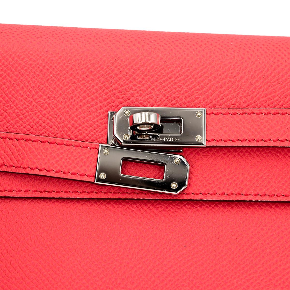 A美品 HERMÈS 爱马仕 Kelly 凯莉 钱包  0E 德克萨斯粉 Rose Texas 银扣 U刻 2022年 - 12