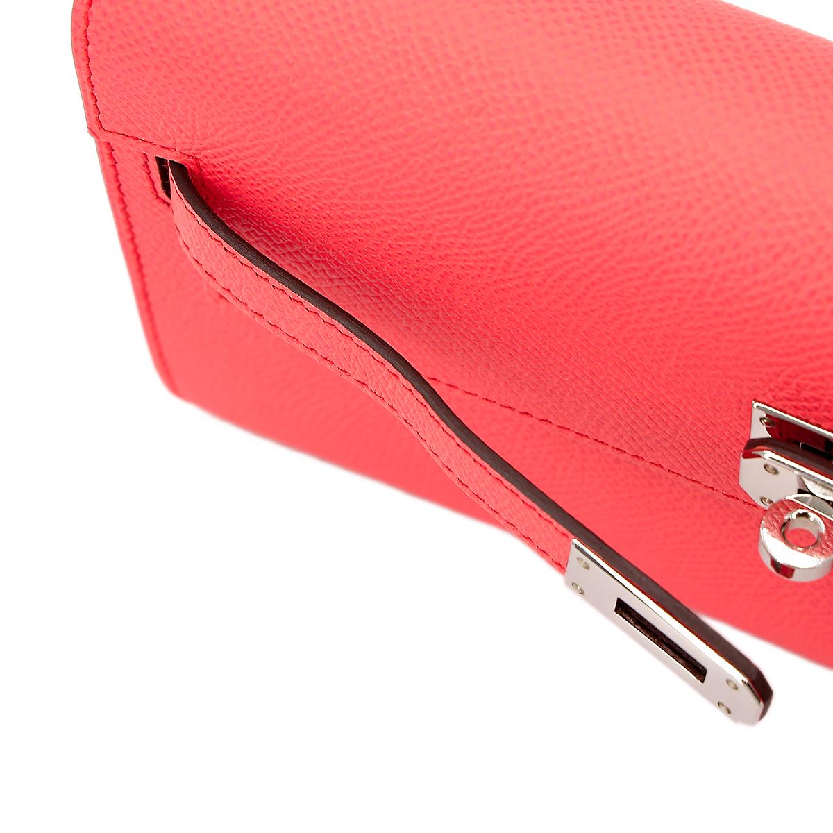 ランク A HERMÈS エルメス ケリーウォレット ローズテキサス (0E) シルバー金具 U刻印 - 13