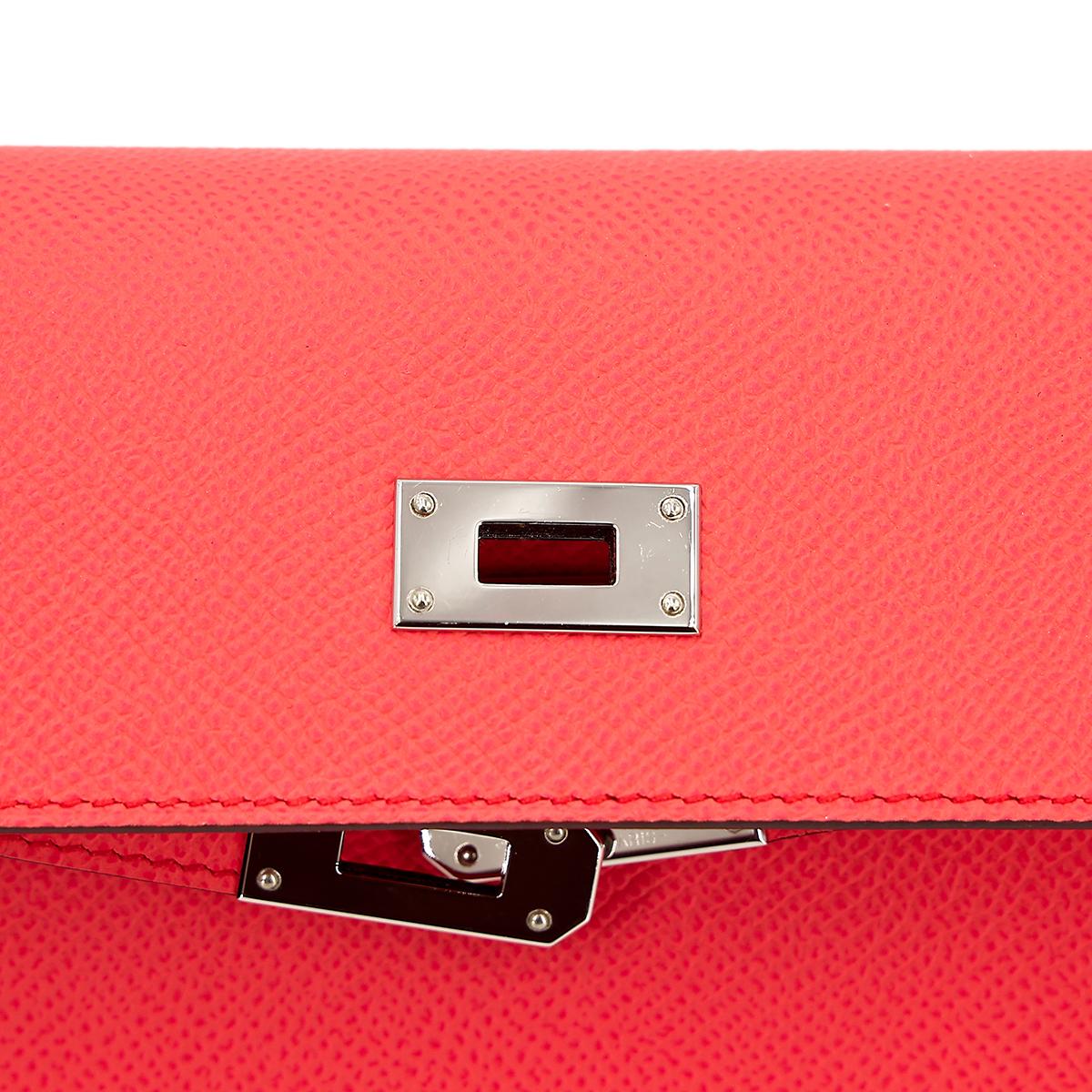 ランク A HERMÈS エルメス ケリーウォレット ローズテキサス (0E) シルバー金具 U刻印 - 15