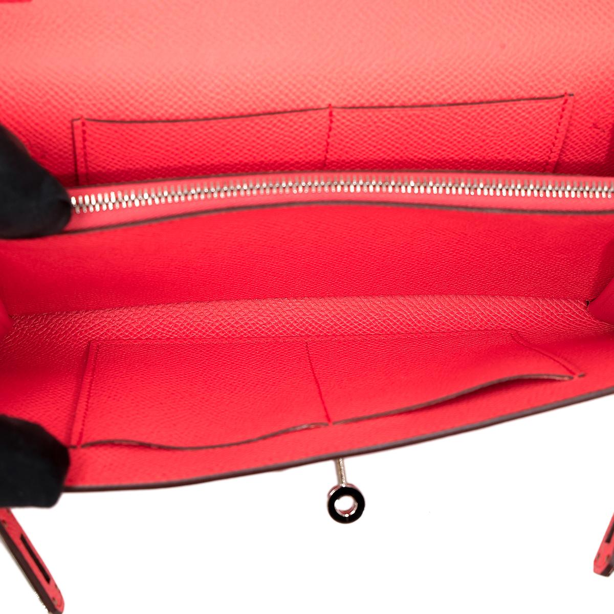 ランク A HERMÈS エルメス ケリーウォレット ローズテキサス (0E) シルバー金具 U刻印 - 20